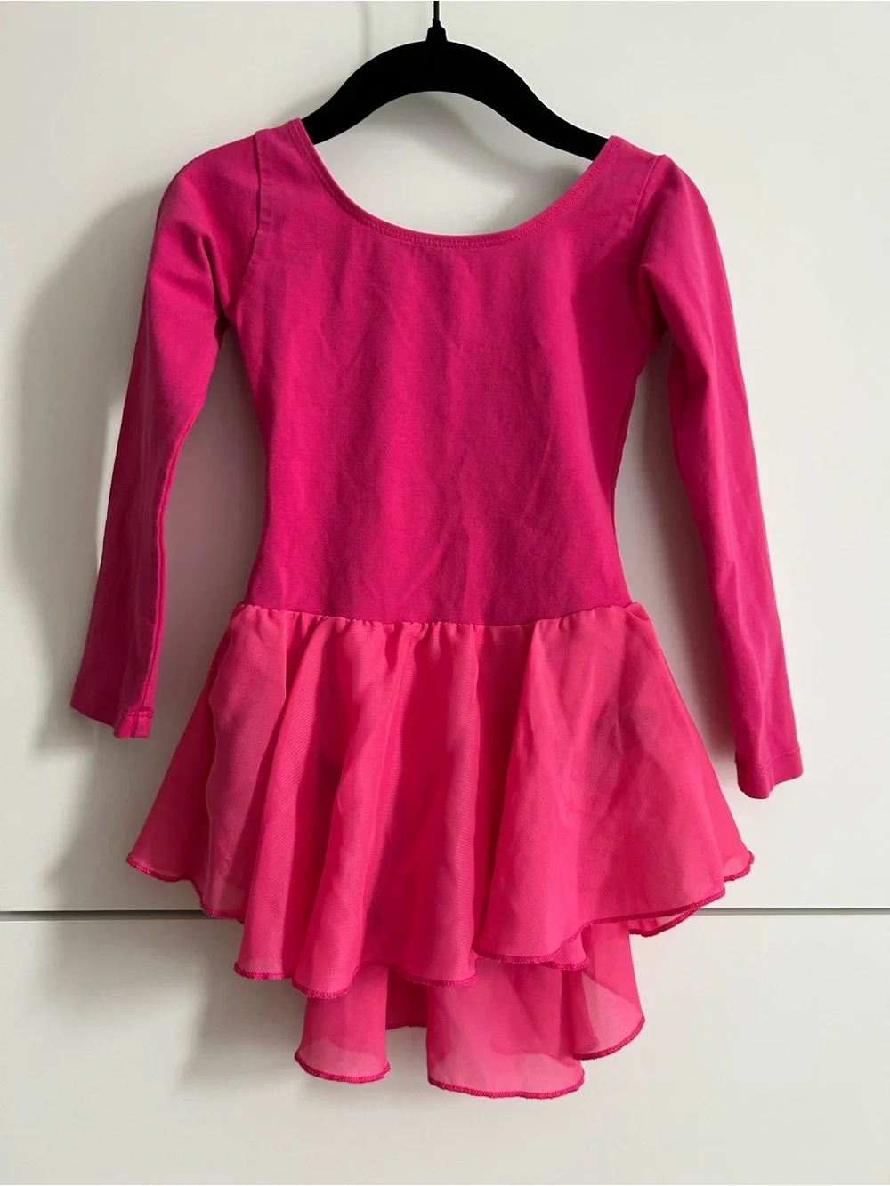 Girls Dark Pink Long Sleeve Dance Practice Dress - Size 120 (6/7)